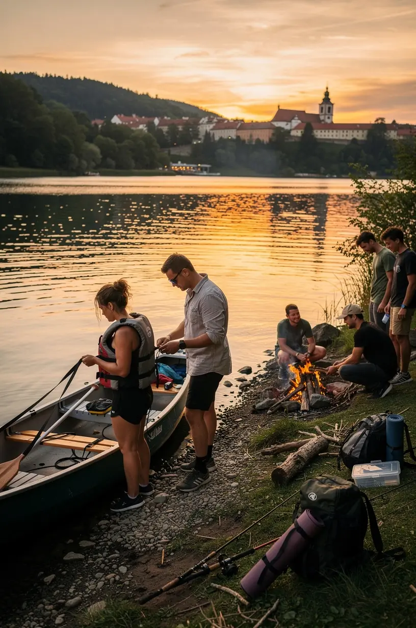 Outdoor enthusiasts enjoying various recreational activities in nature.